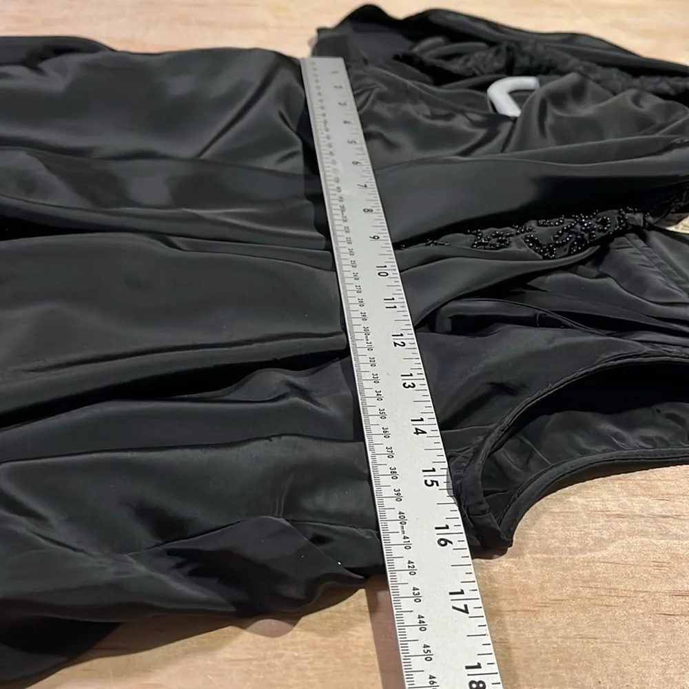 Free People Mini Black Satin One-Shoulder Cocktail Dress size XS